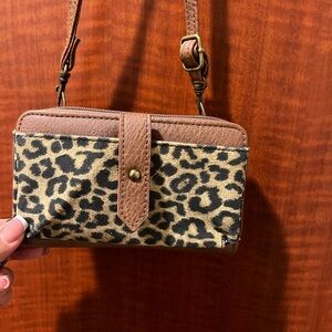 Maurices Leopard Print Crossbody Wallet - Brown